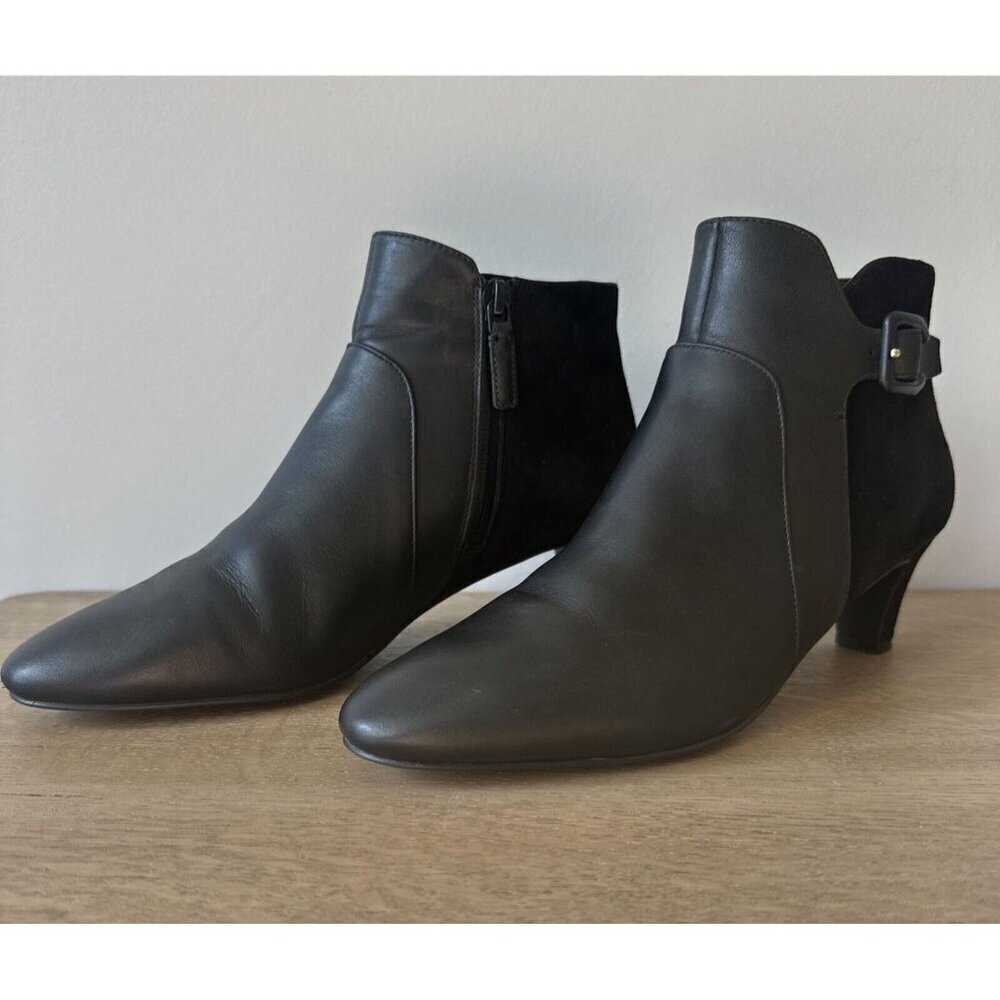Cole Haan Womens 7 B Suede Leather Ankle Boot Black Sylvia Waterproof - Picture 14 of 15